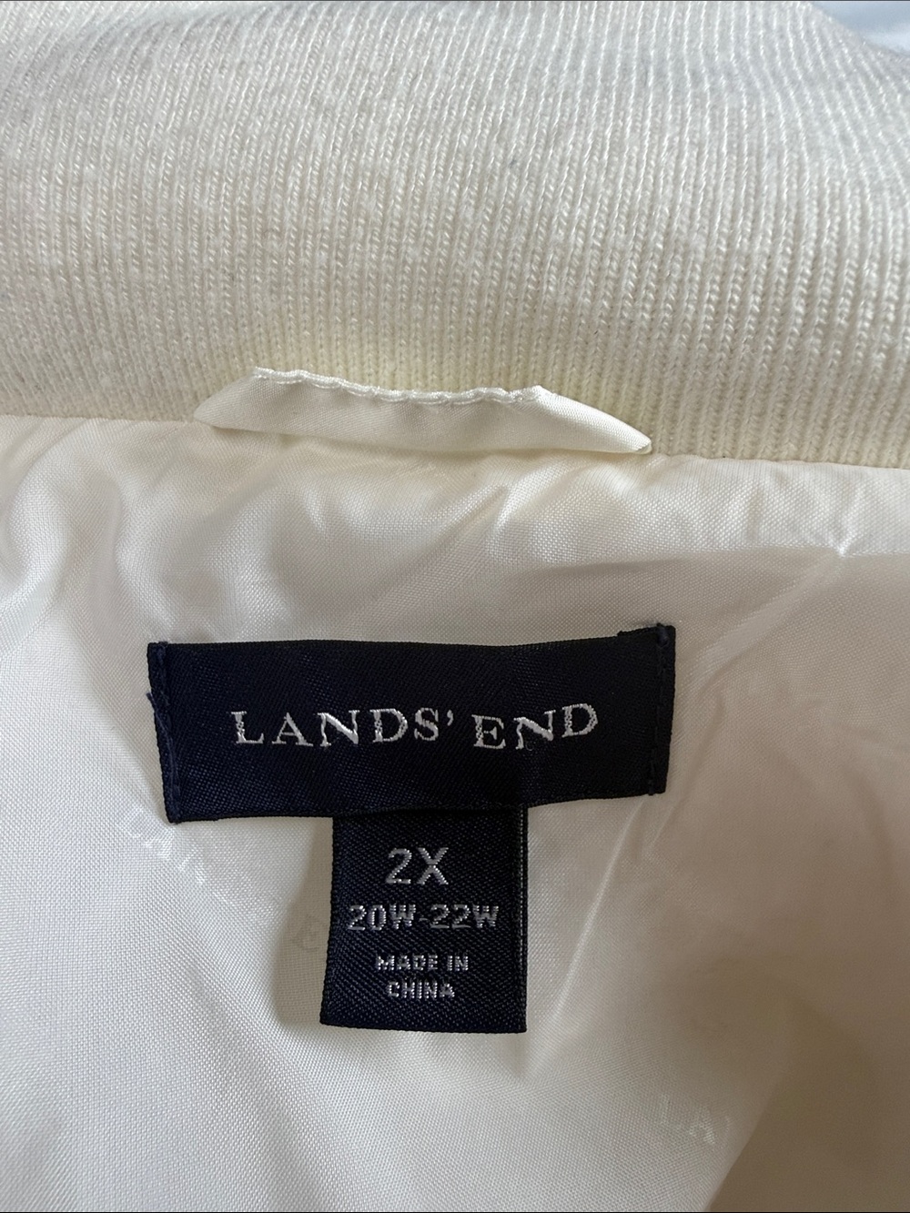 Lands' End Women's puffer in Ivory White